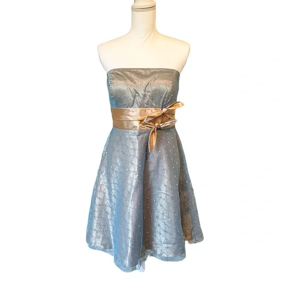Morgan & Co. | Dresses | Prom Morgan Co Blue Strapless Glitter Faux Diamond  Dress Womens Size 314 | Poshmark